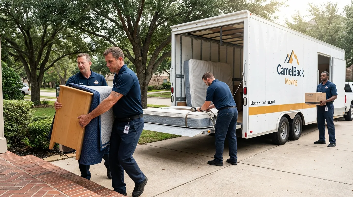 Crew loading residential truck for cross-state move from Louisburg, KS