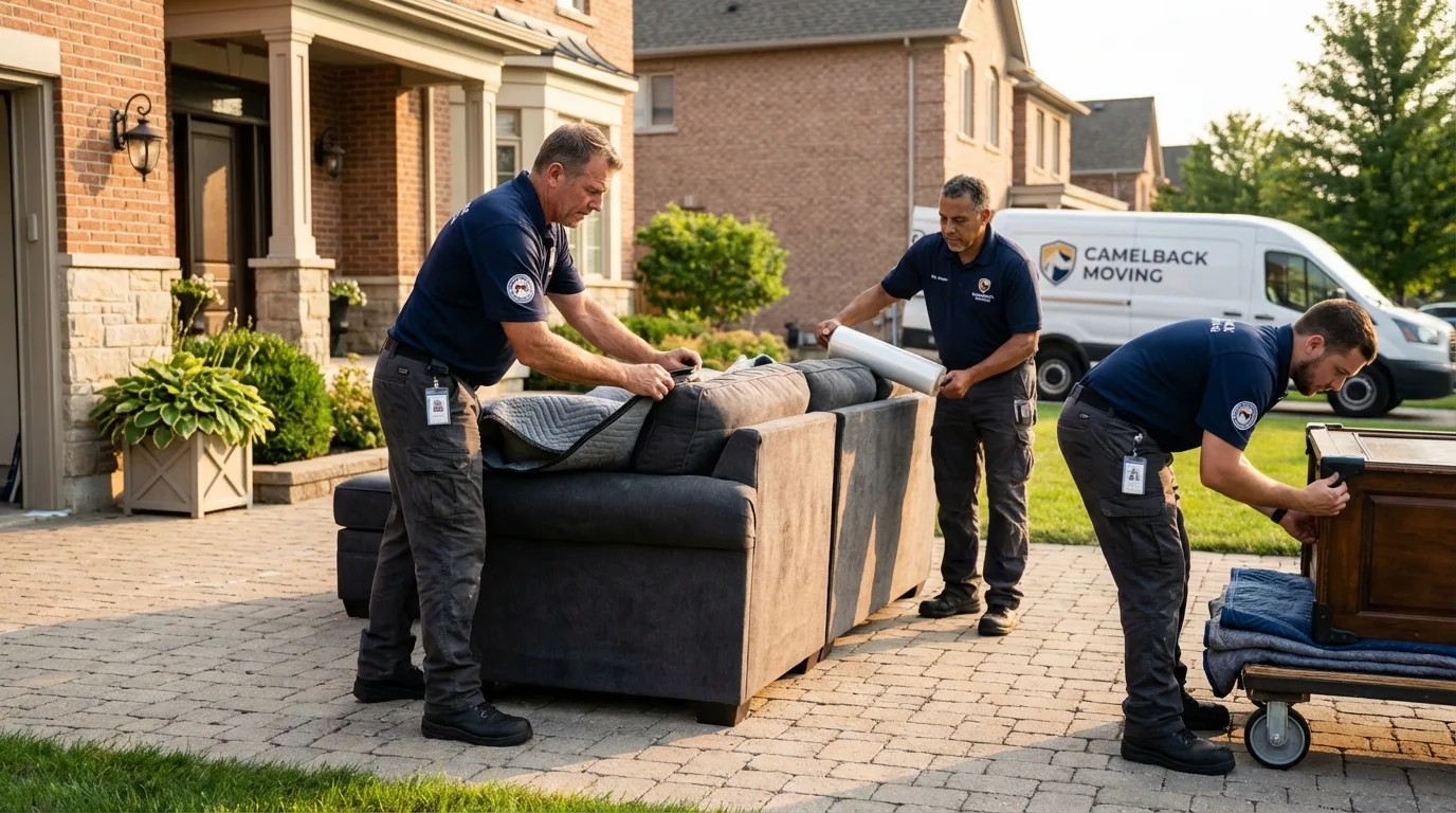 Large estate moving crew wrapping furniture in Louisburg, KS
